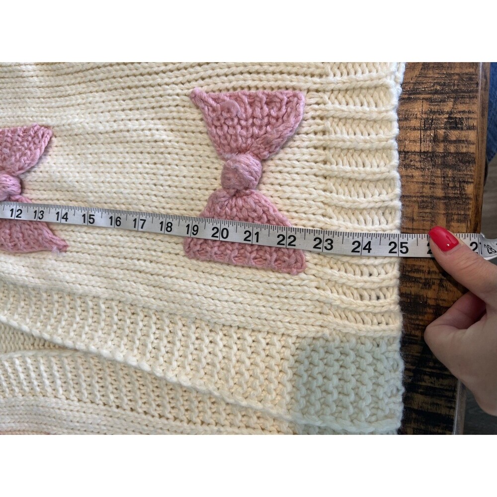 Altar'd State Sweater Womens Medium Chunky Knit Cardigan Pink Bow Cute Cozy Pull - Picture 8 of 8